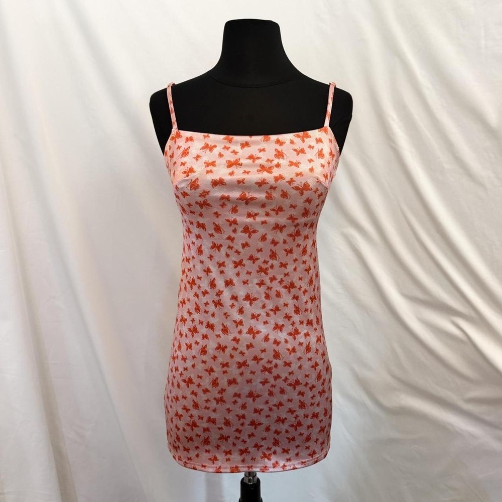 Urban Outfitters Butterfly Mini Dress Orange White Y2K Sleeveless XS